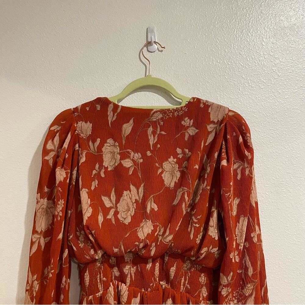 Lumière Rust Floral Long Sleeve Mini Dress Sz S - Picture 8 of 12